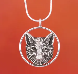 Fox Circle Sterling Silver Pendant Necklace by Jane Heart