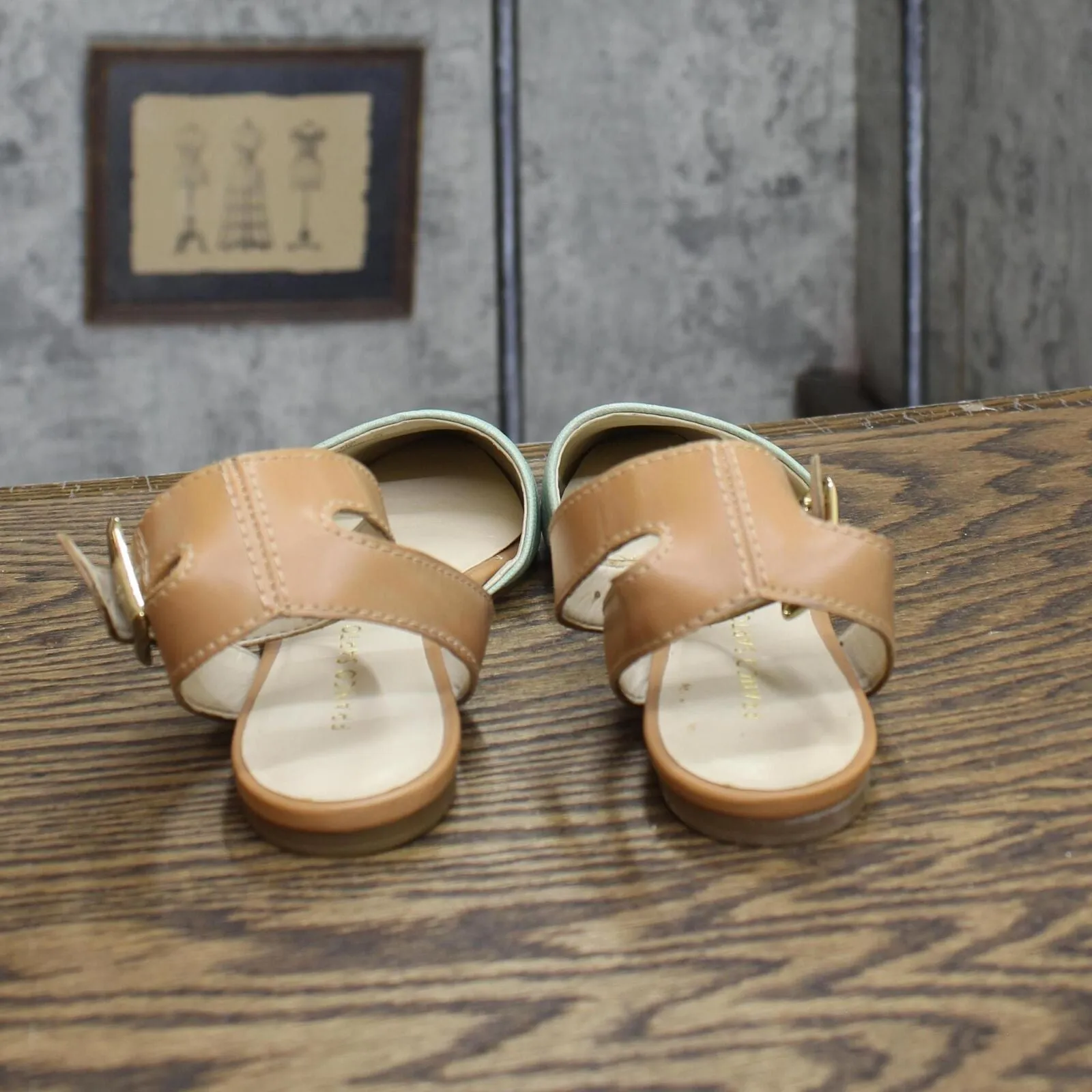 Franco Sarto Womens Vintage Strap Open Flat Sandals 1673eb968b42e7 Mint Green 6M