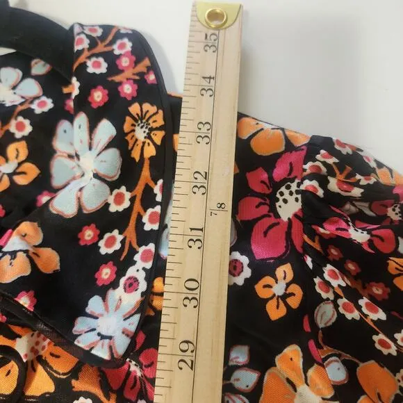 Free People Daisy Jane printed mini dress M black multi Oversized Hippie Boho