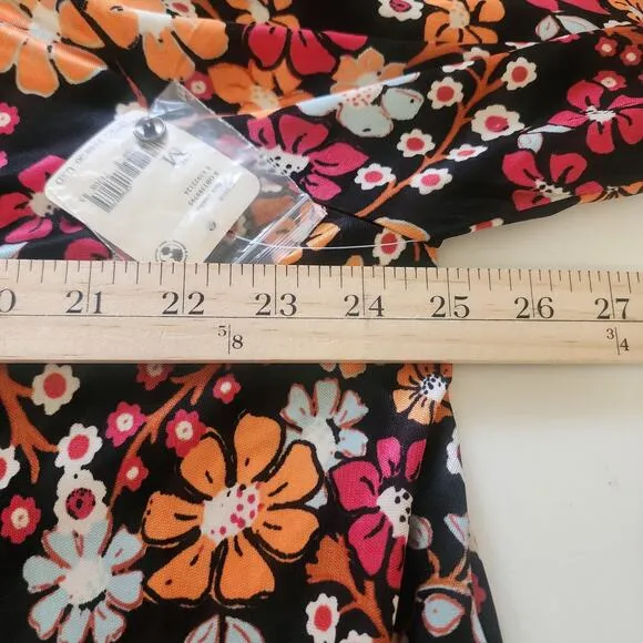 Free People Daisy Jane printed mini dress M black multi Oversized Hippie Boho