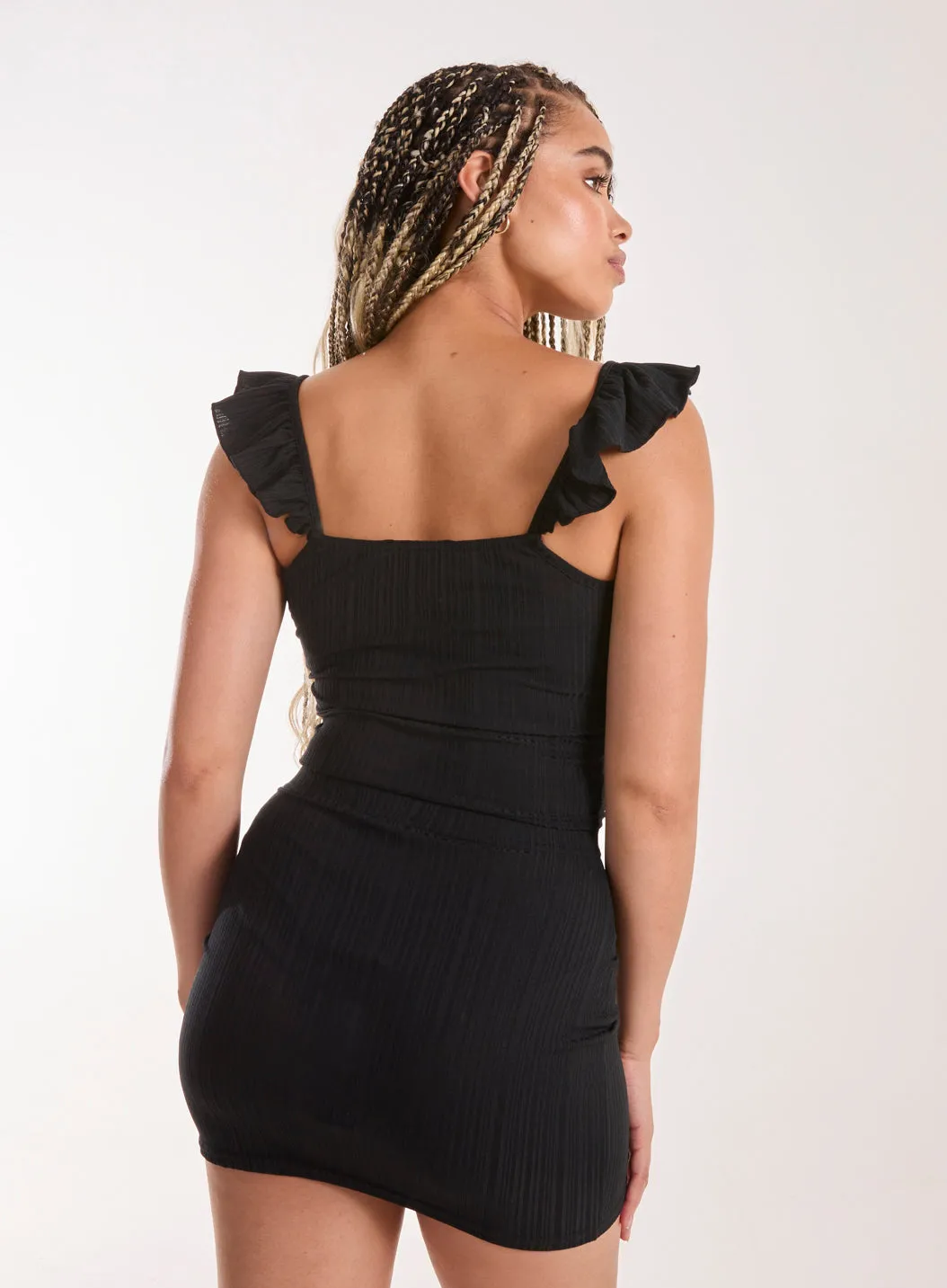 Frill Strap and Trim Crop Top