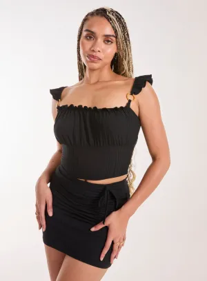 Frill Strap and Trim Crop Top