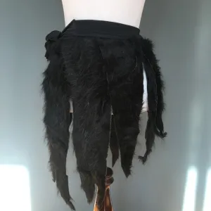Fur Mini Skirt Black One Size Small Large Furries Halloween Cat Costume Cosplay