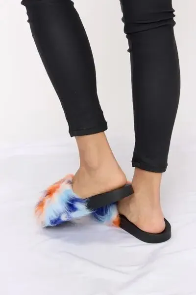 Furry Plush Open-Toe Sandals
