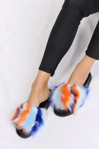 Furry Plush Open-Toe Sandals