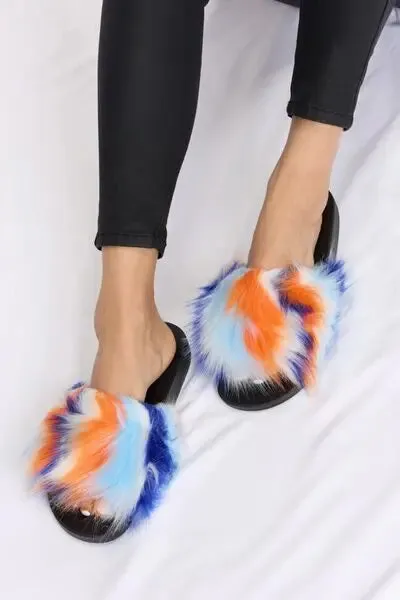 Furry Plush Open-Toe Sandals
