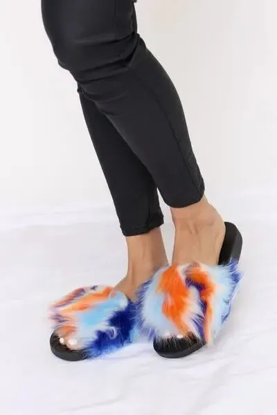 Furry Plush Open-Toe Sandals