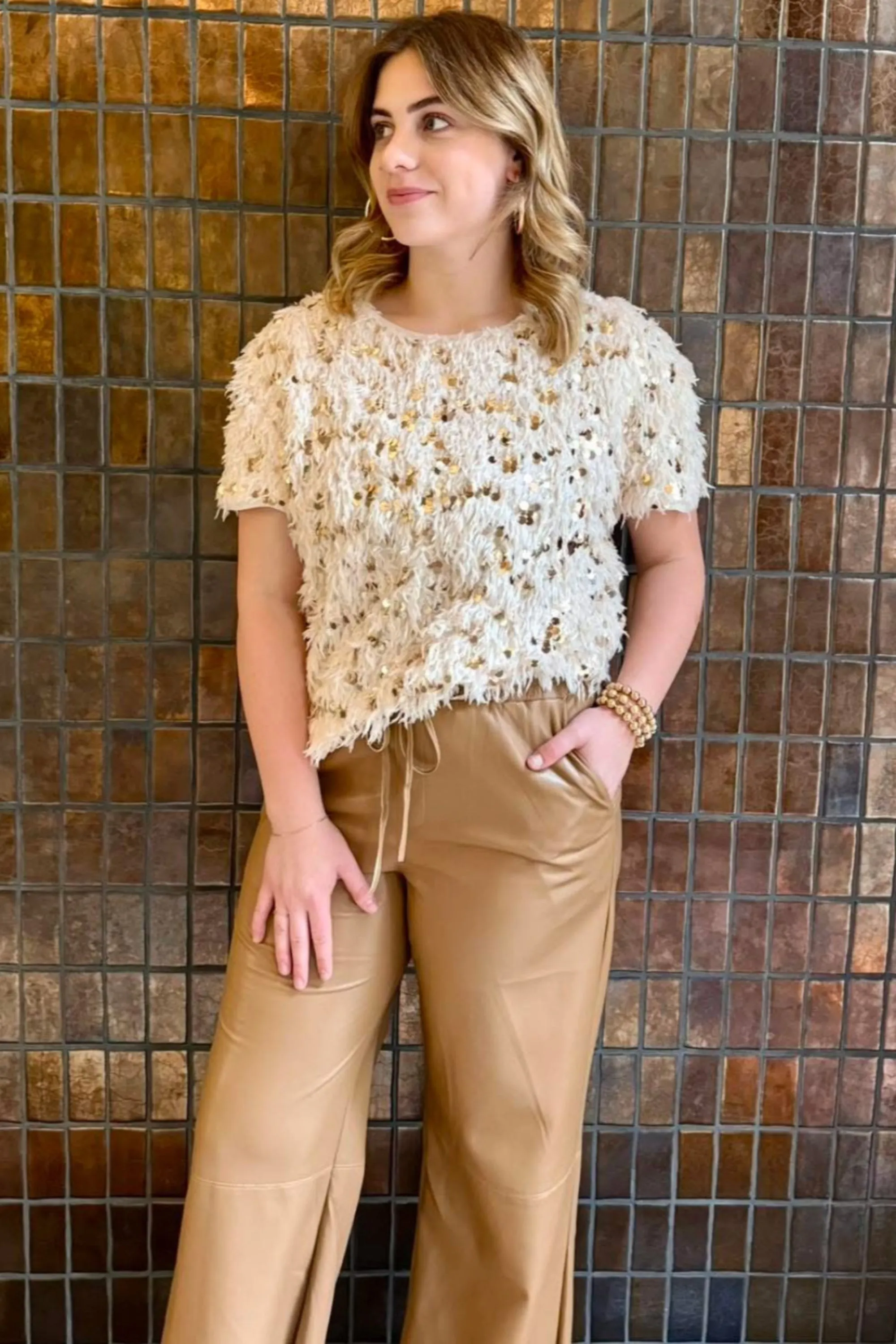 Fuzzy Sparkle Tee Top