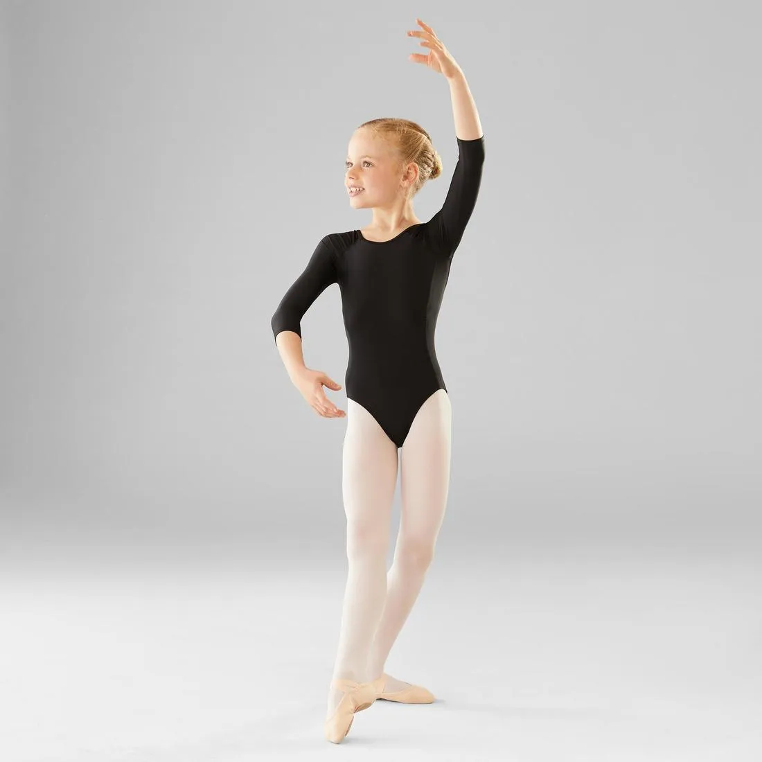 Girls' Long-Sleeved Ballet Leotard - Black
