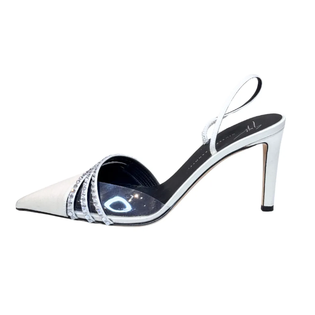 Giuseppe Zanotti Cream Crystal Strappy Heel, 37.5