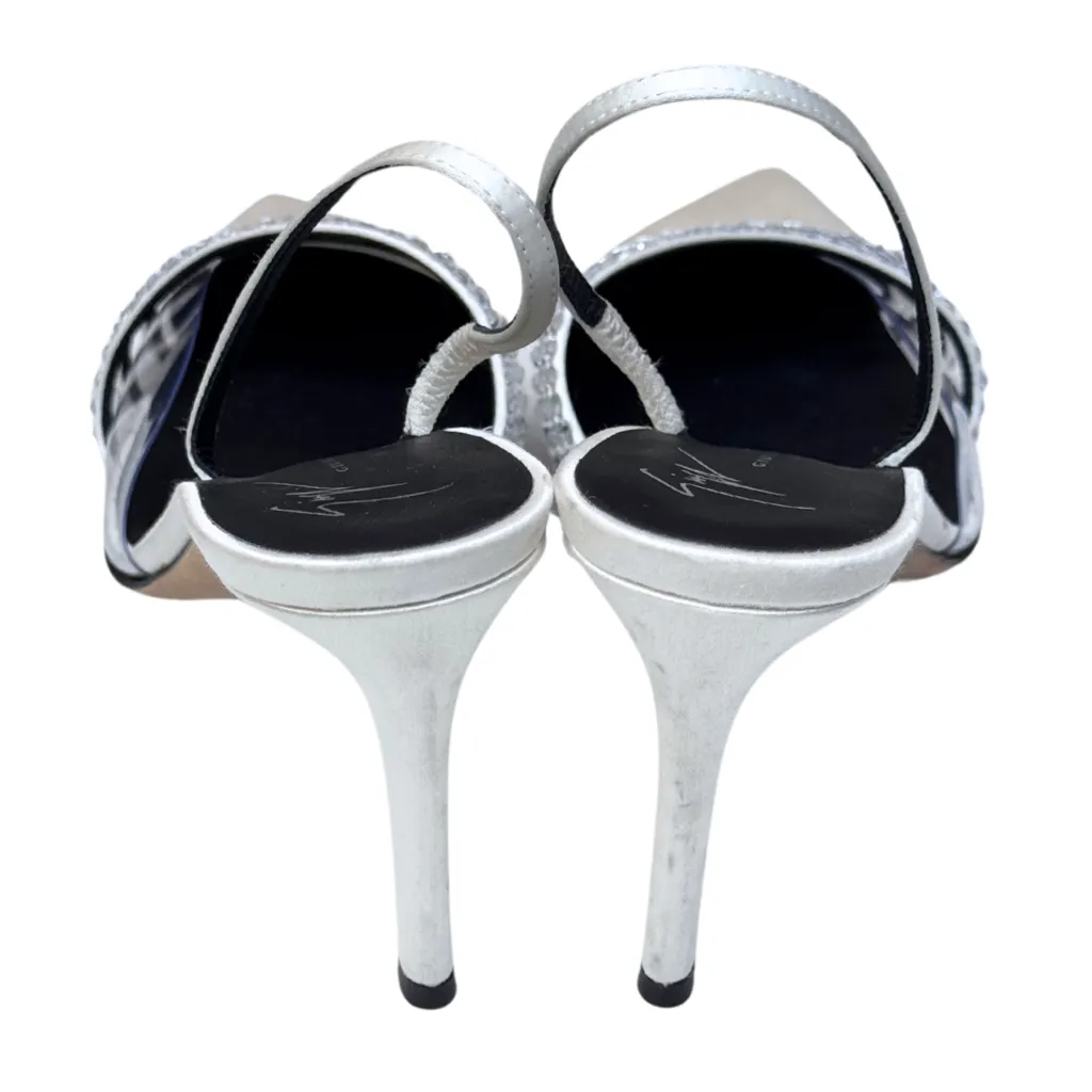 Giuseppe Zanotti Cream Crystal Strappy Heel, 37.5