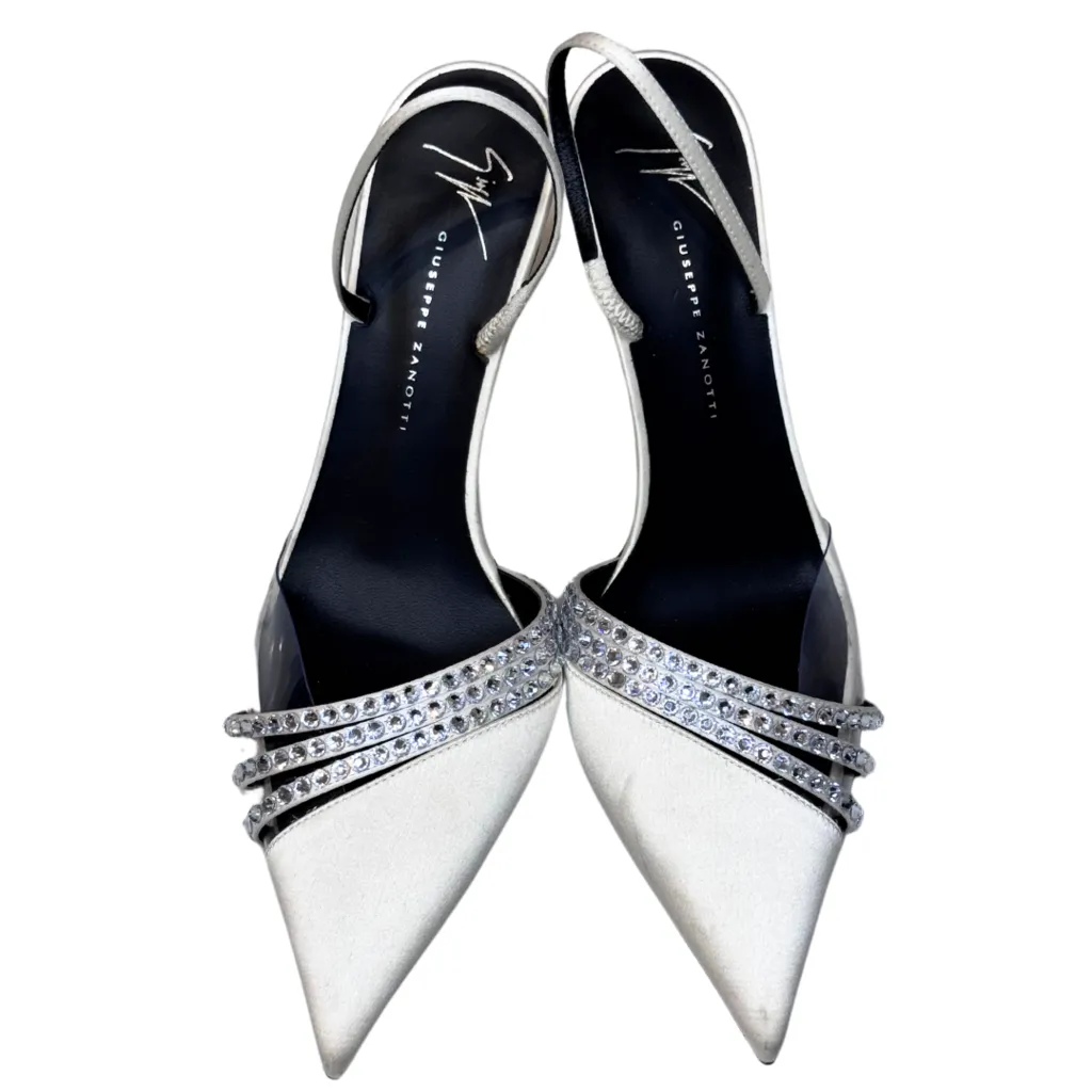 Giuseppe Zanotti Cream Crystal Strappy Heel, 37.5