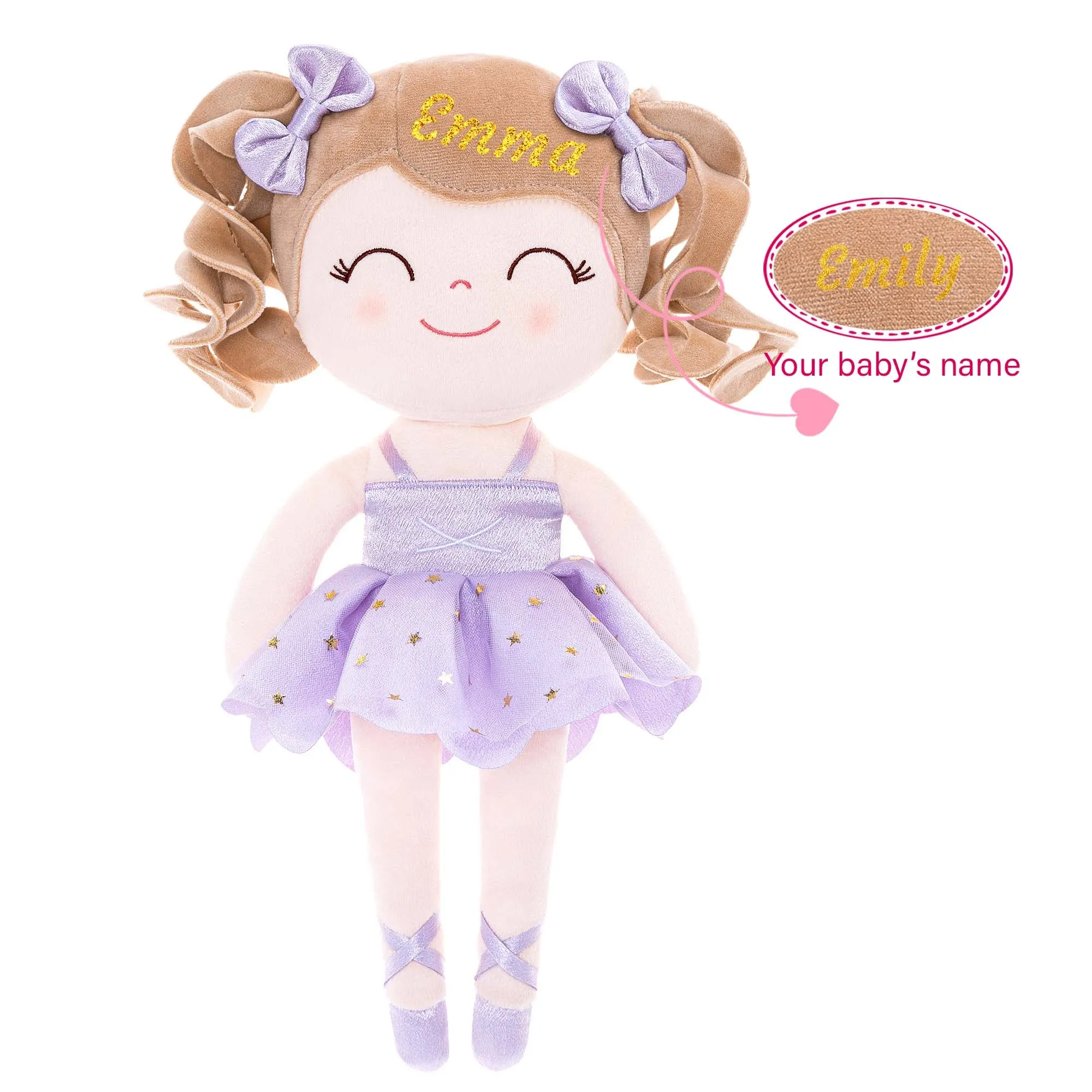 Gloveleya 14-inch Plush Dolls Curly Ballerina Series Purple Ballet Dream