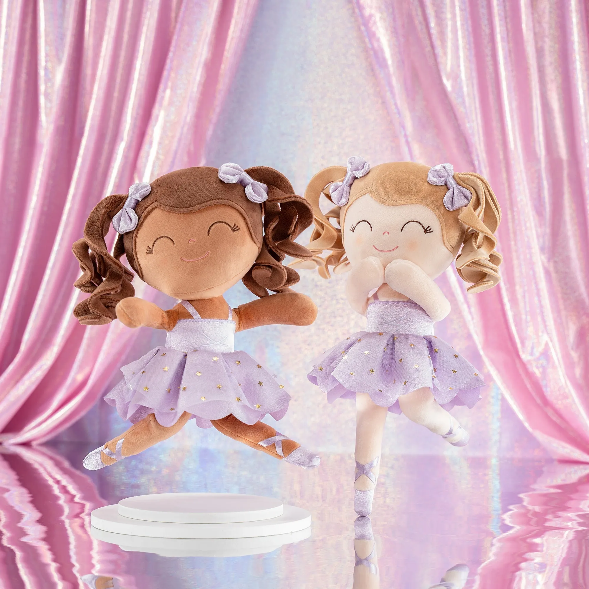 Gloveleya 14-inch Plush Dolls Curly Ballerina Series Purple Ballet Dream