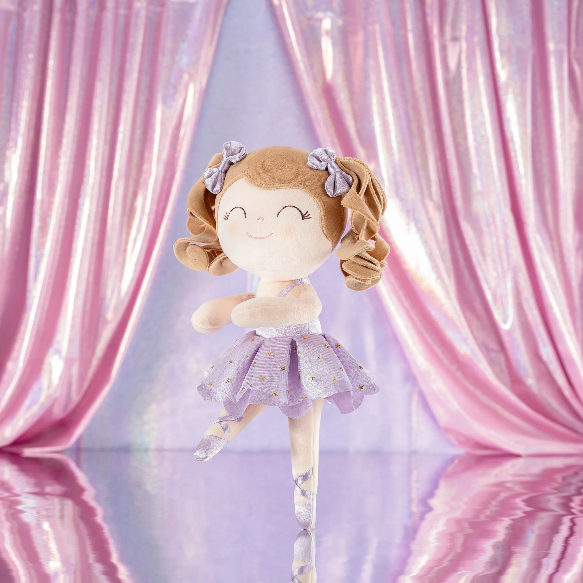 Gloveleya 14-inch Plush Dolls Curly Ballerina Series Purple Ballet Dream