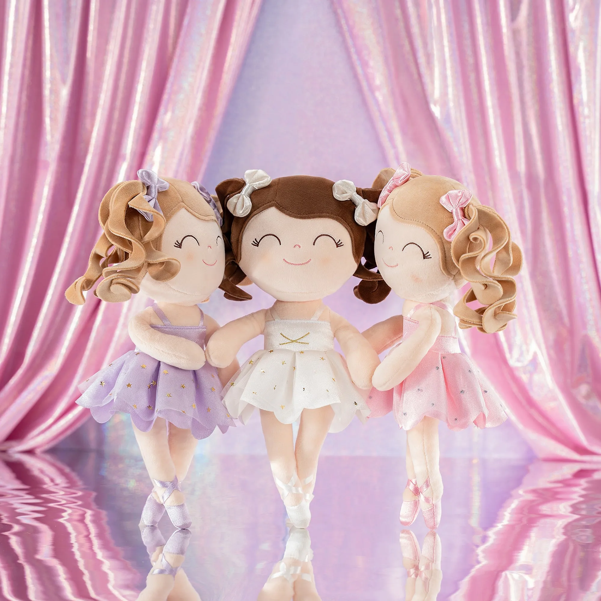 Gloveleya 14-inch Plush Dolls Curly Ballerina Series Purple Ballet Dream