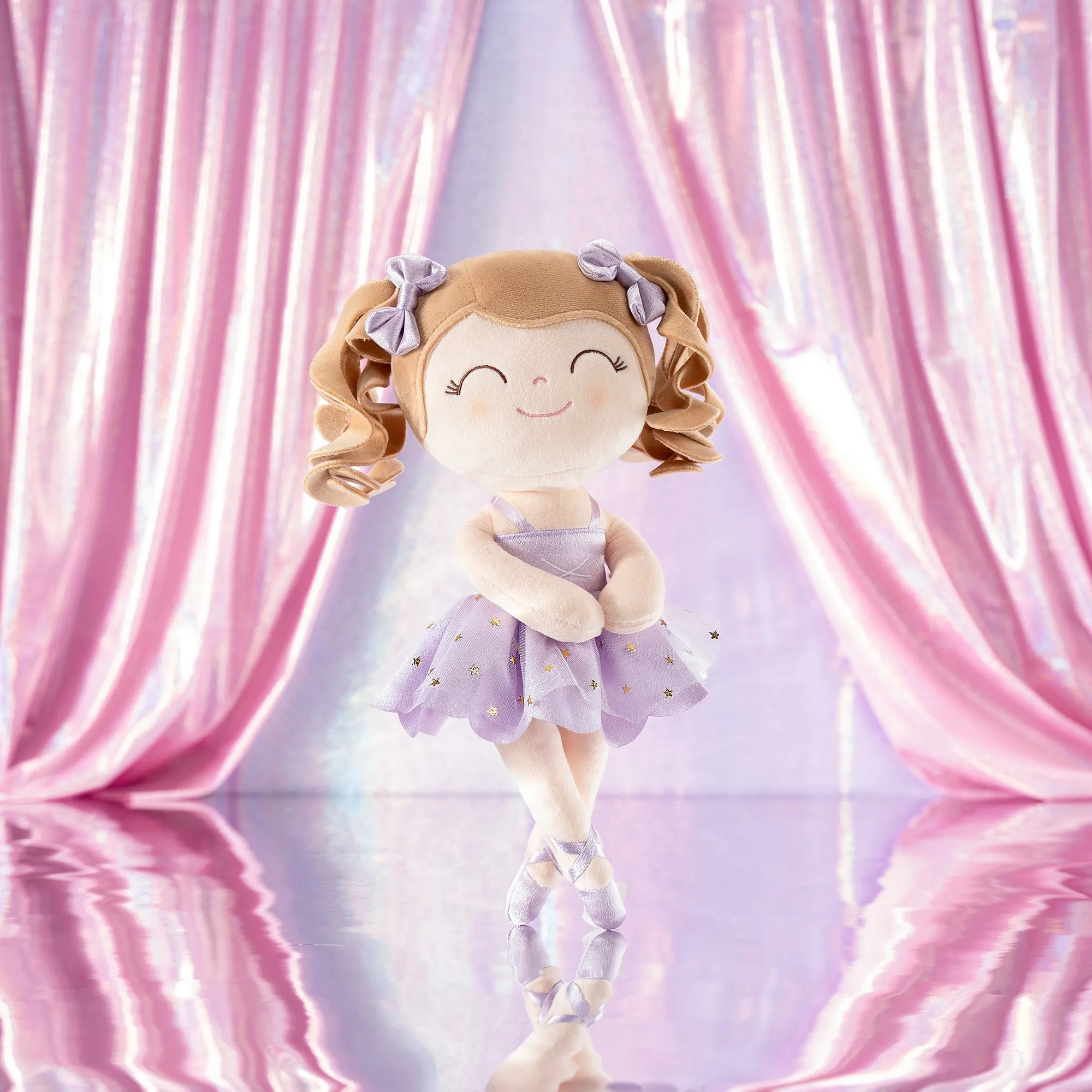 Gloveleya 14-inch Plush Dolls Curly Ballerina Series Purple Ballet Dream