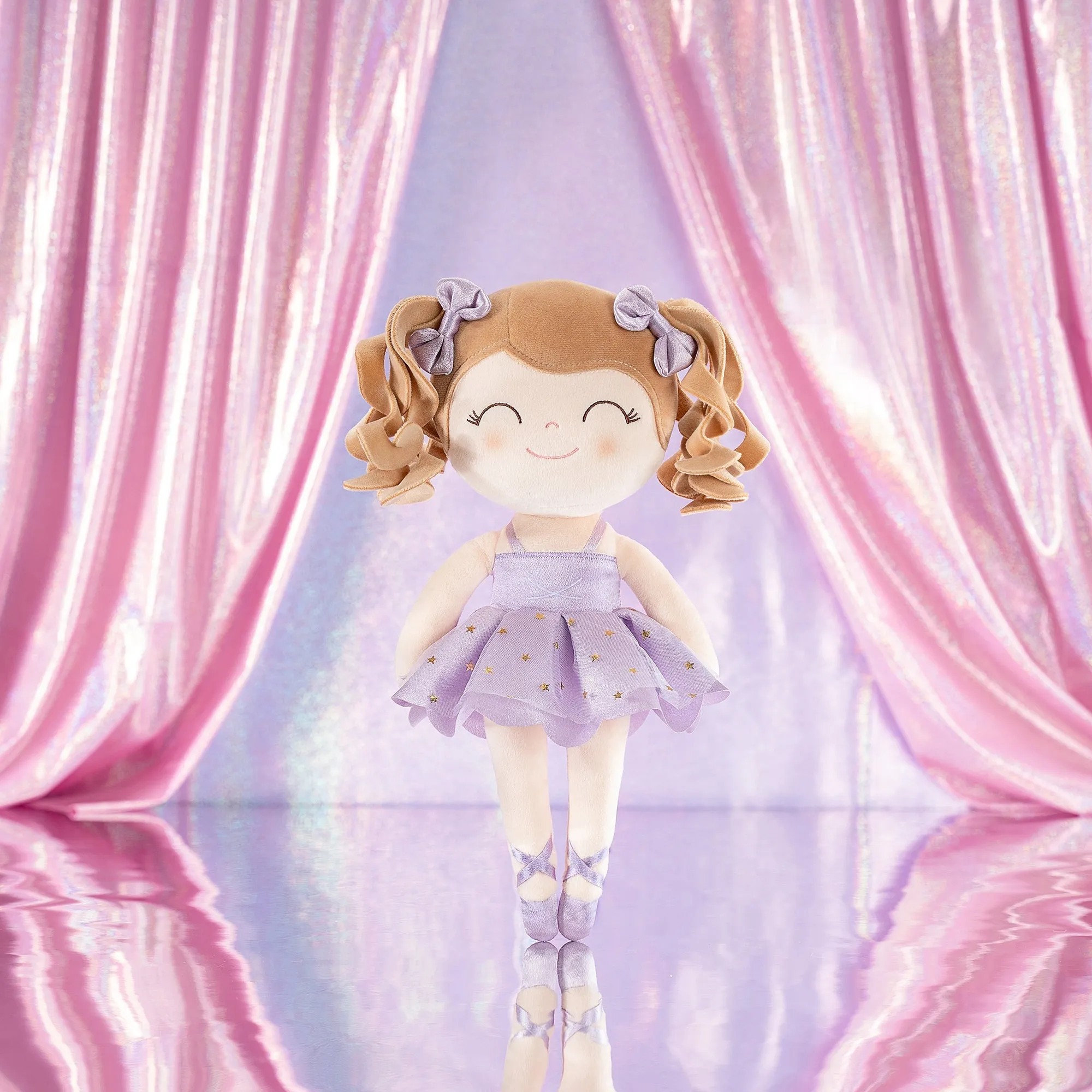 Gloveleya 14-inch Plush Dolls Curly Ballerina Series Purple Ballet Dream