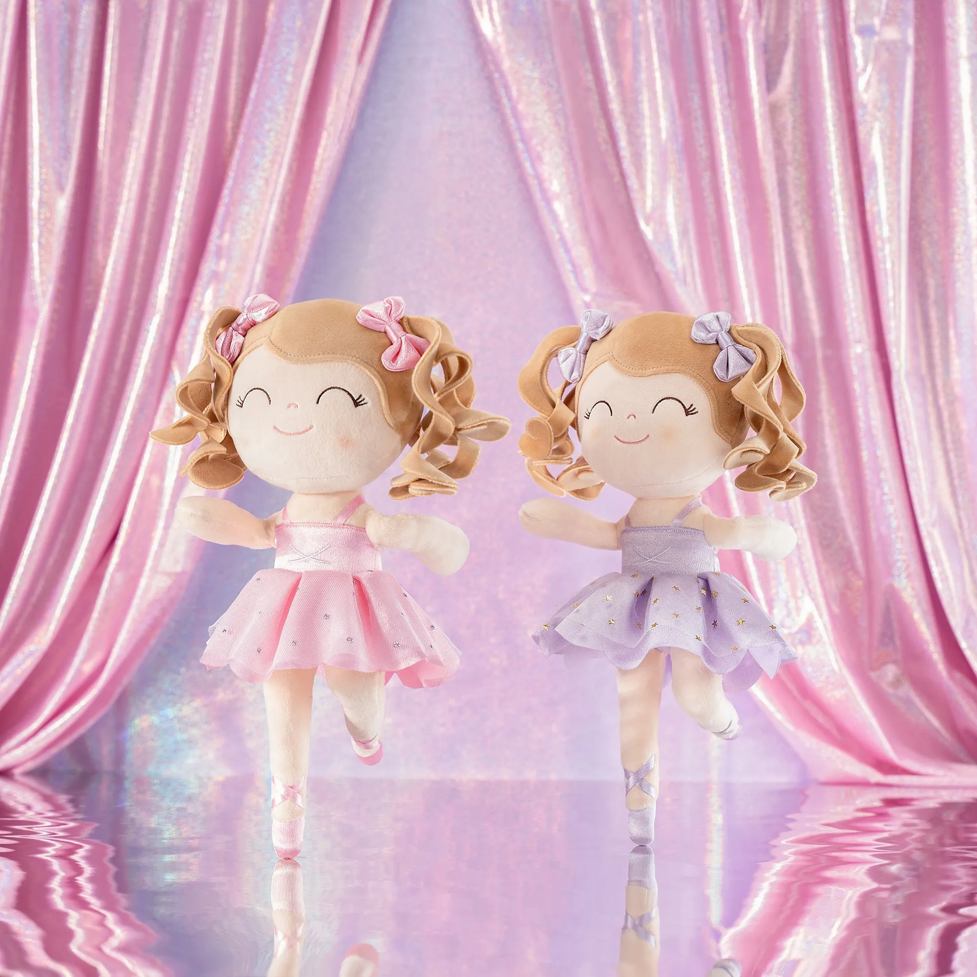 Gloveleya 14-inch Plush Dolls Curly Ballerina Series Purple Ballet Dream