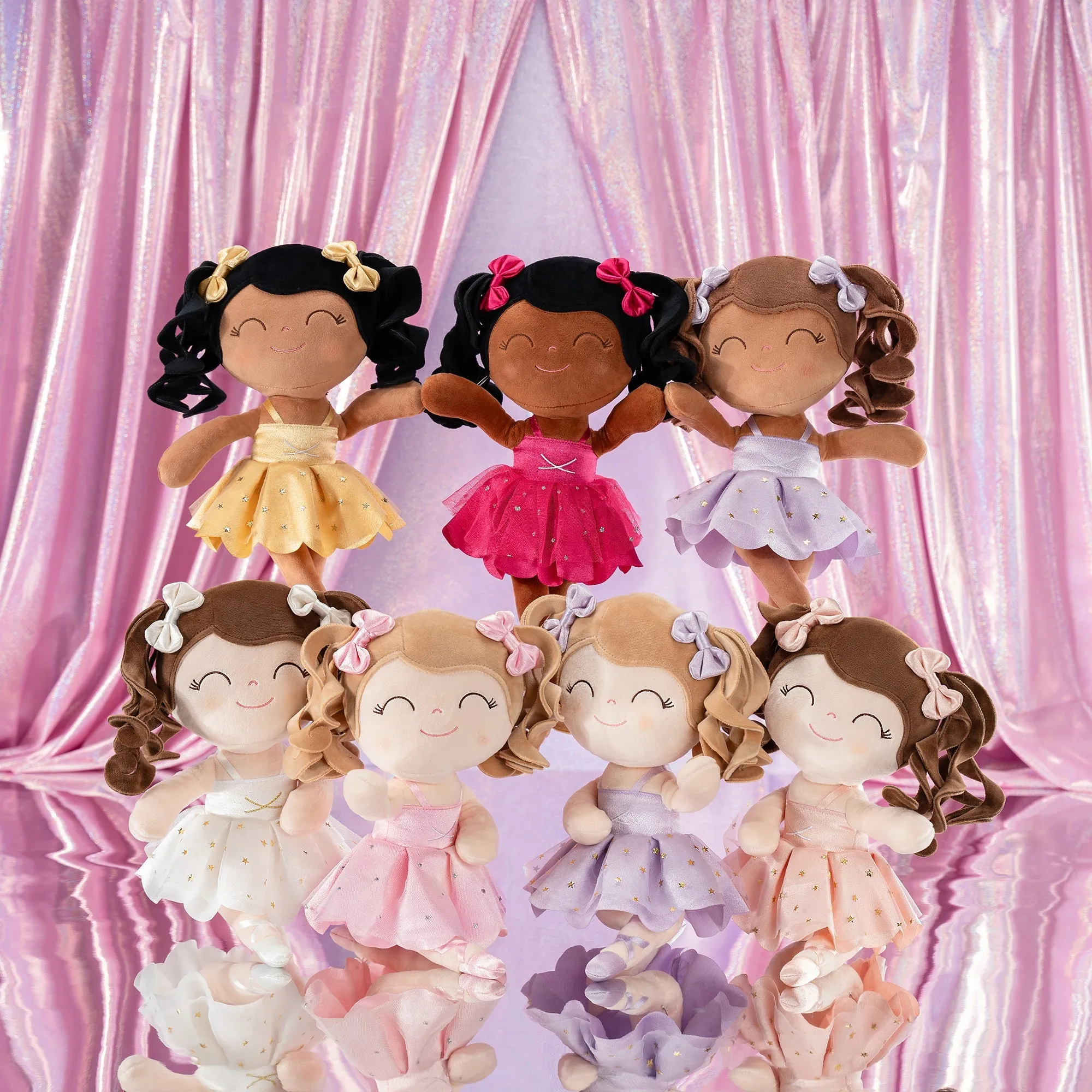 Gloveleya 14-inch Plush Dolls Curly Ballerina Series Tanned Gold Ballet Dream