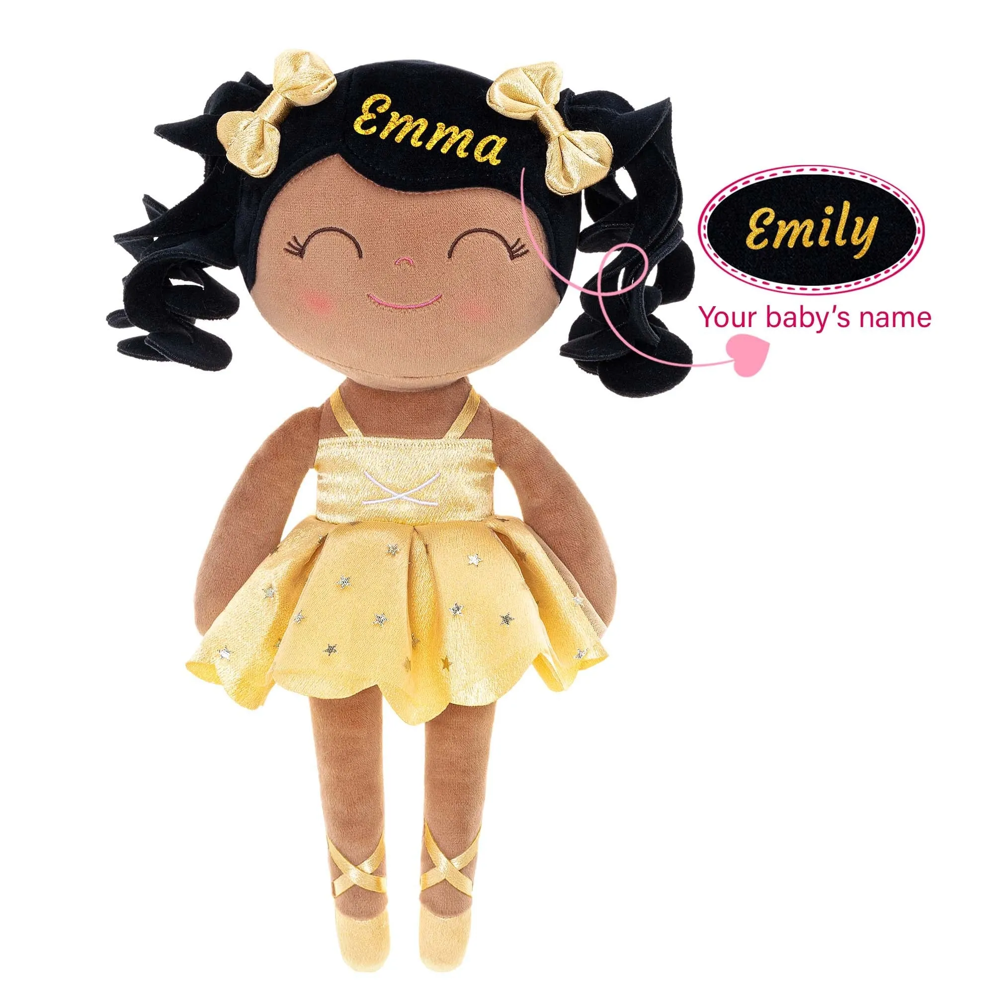 Gloveleya 14-inch Plush Dolls Curly Ballerina Series Tanned Gold Ballet Dream