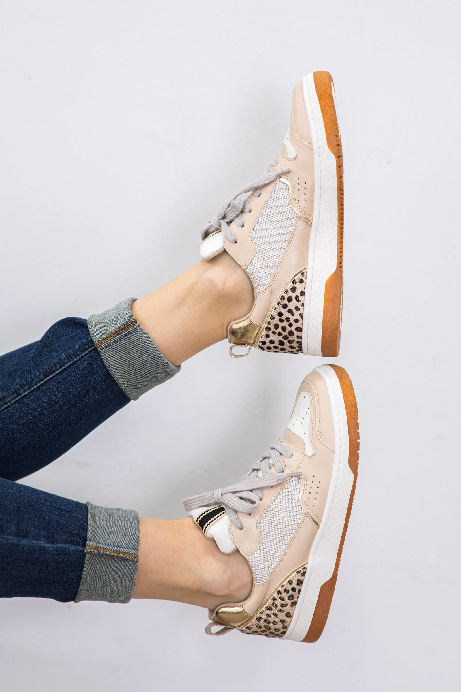 Gold Cheetah and Faux Leather Sneakers