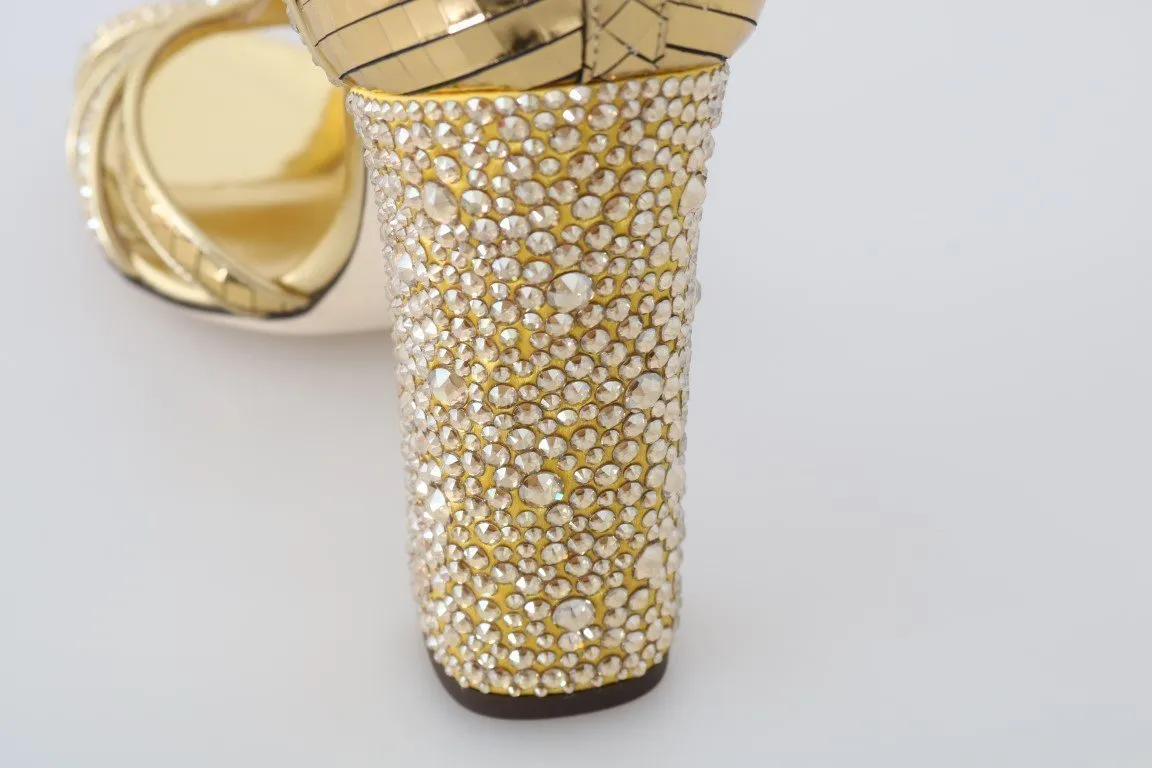 Gold Crystal T-strap Sandals