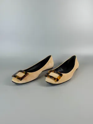 Gommette Suede Beige Ballet Flats Size 39 EU
