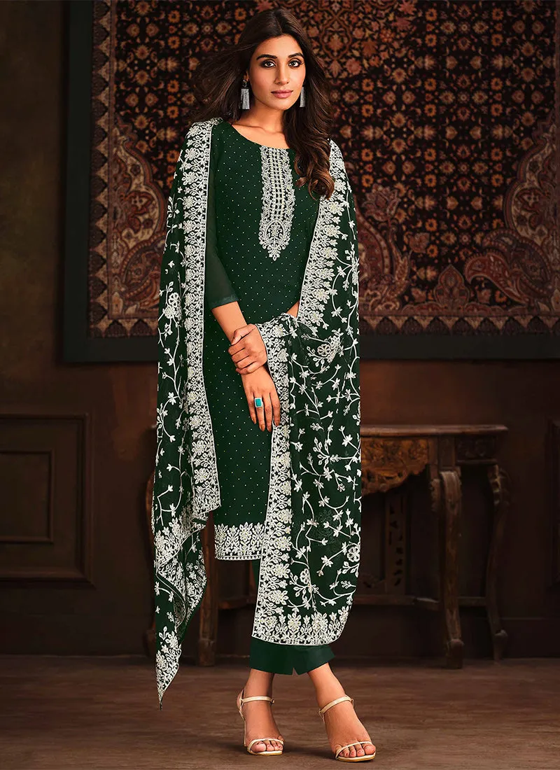 Green Chikankari Embroidery Georgette Salwar Kameez Suit