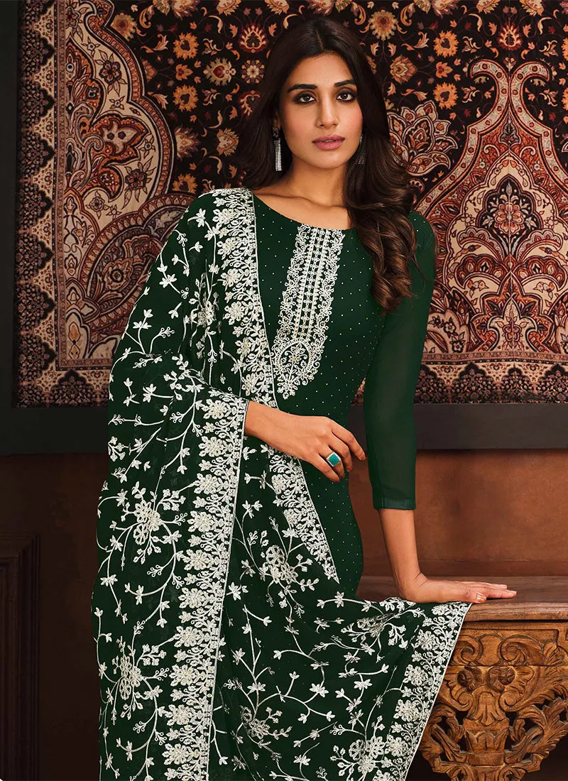 Green Chikankari Embroidery Georgette Salwar Kameez Suit
