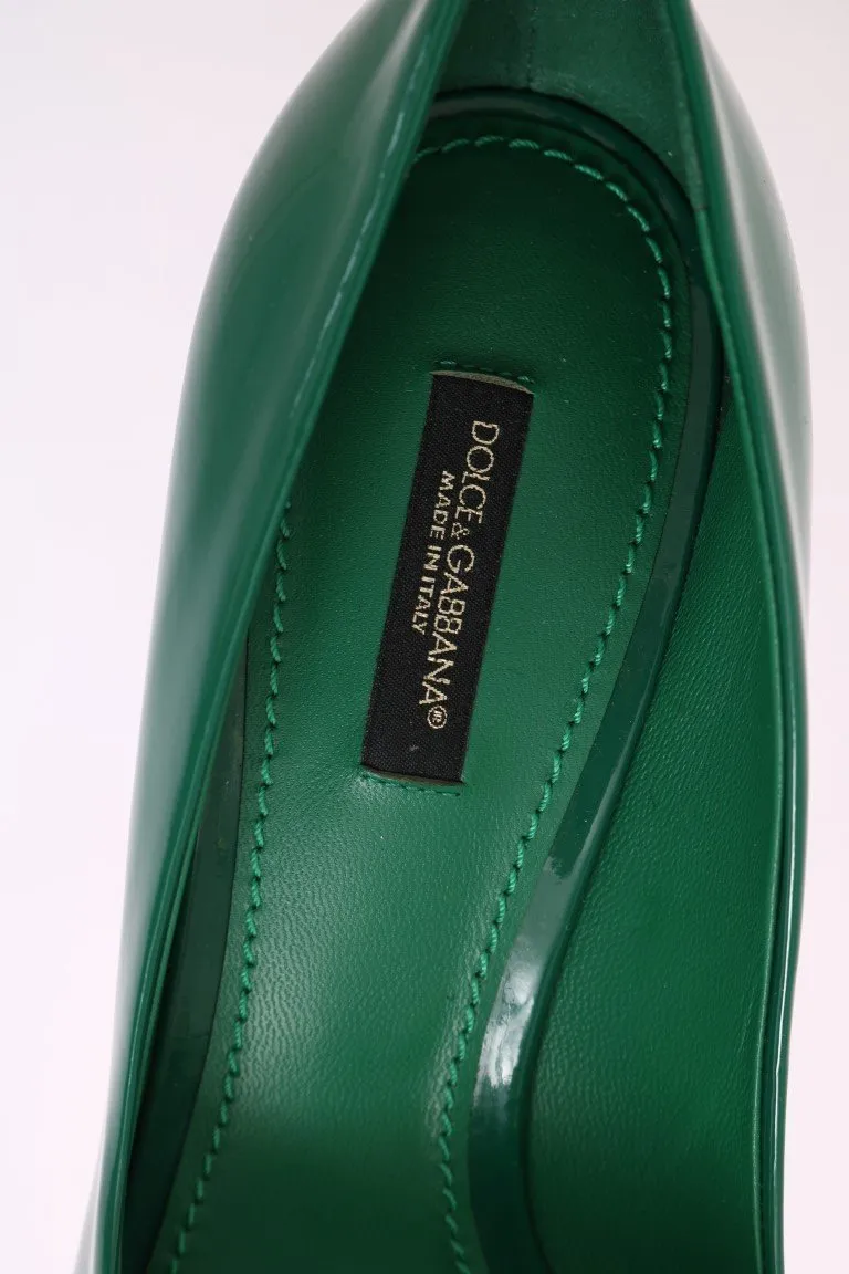 Green Crystal Leather Pumps