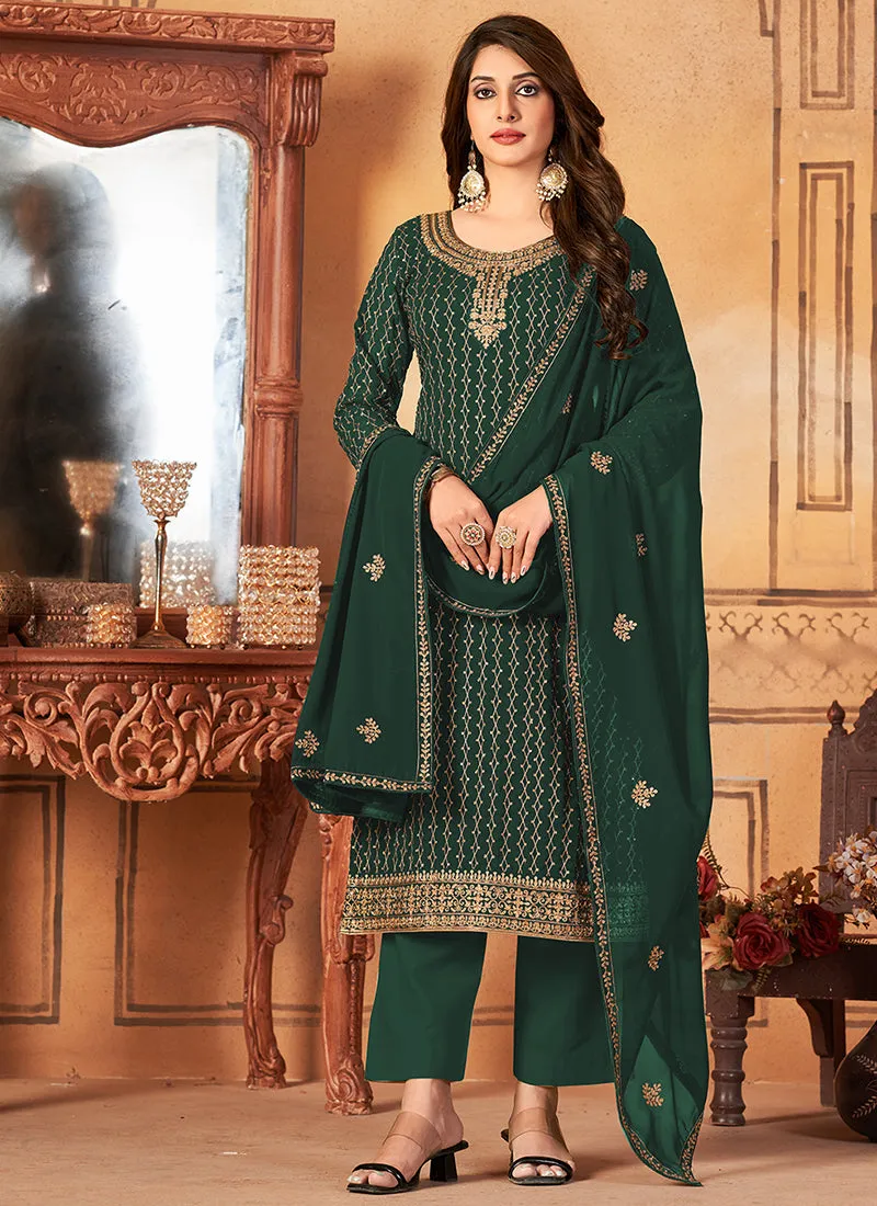 Green Embroidery Traditional Festive Salwar Kameez
