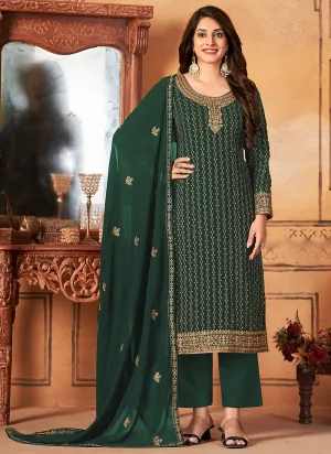 Green Embroidery Traditional Festive Salwar Kameez