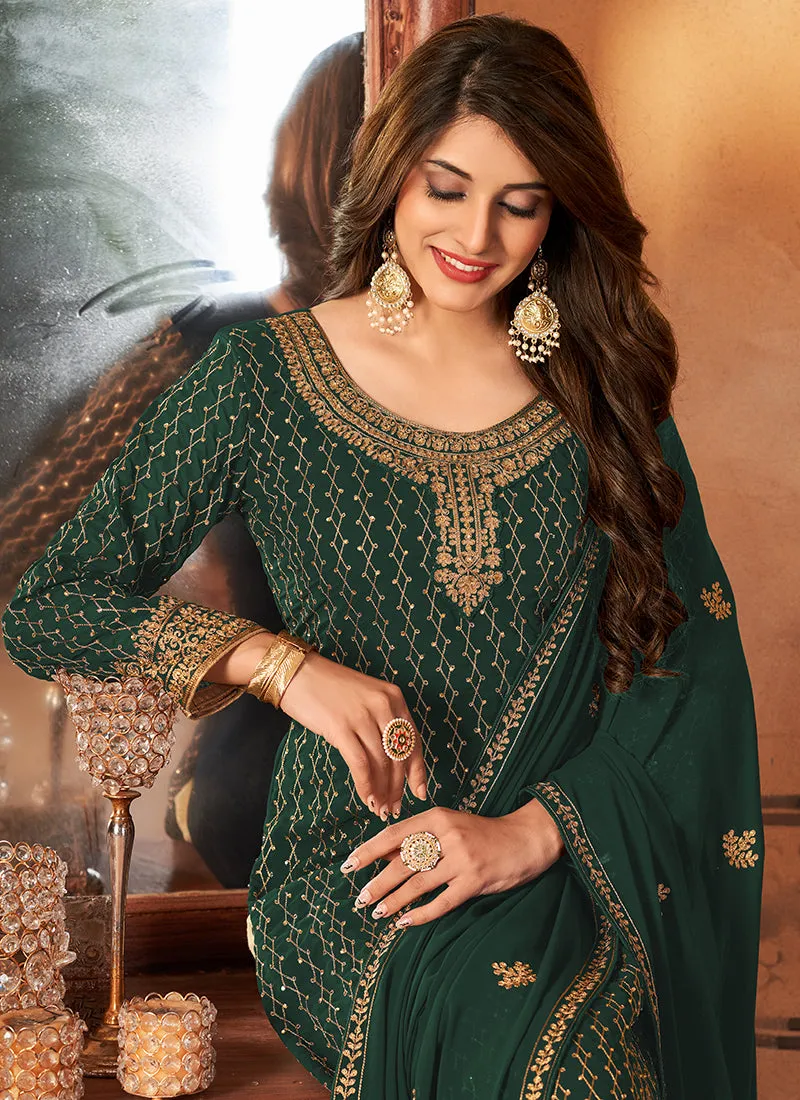 Green Embroidery Traditional Festive Salwar Kameez