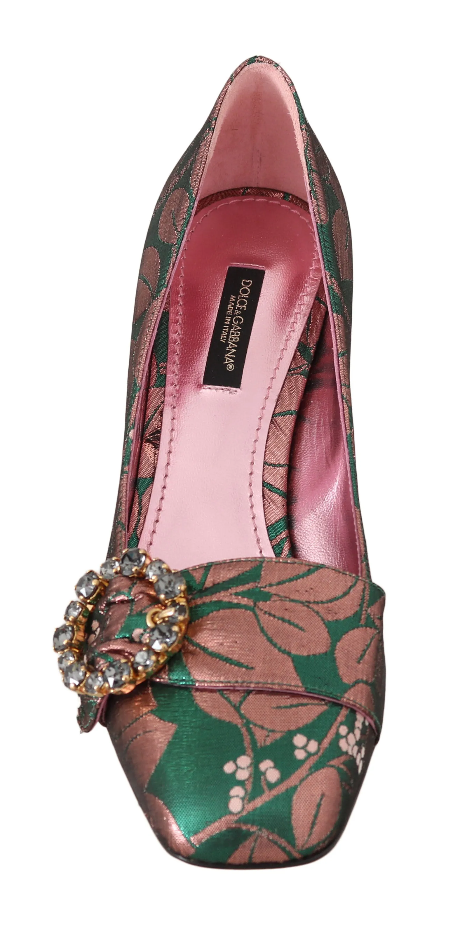 Green Shiny Floral Crystal Pumps