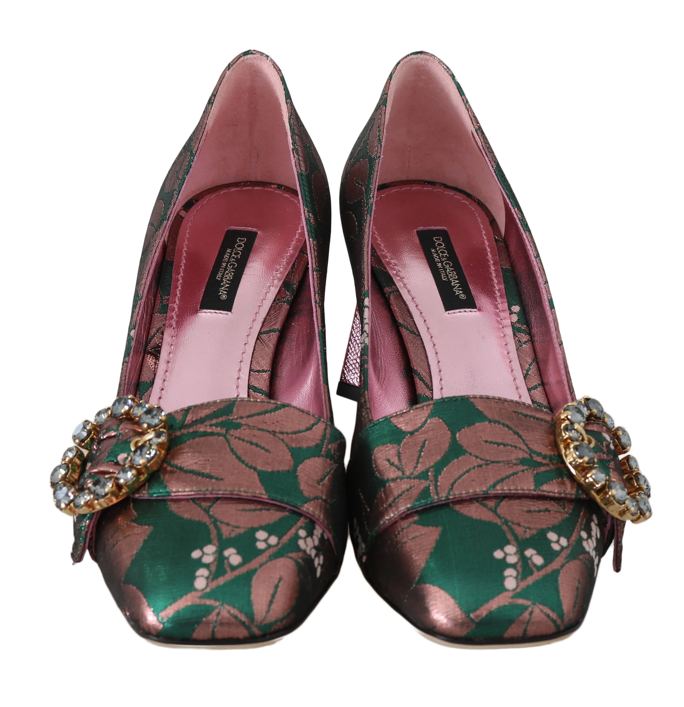 Green Shiny Floral Crystal Pumps