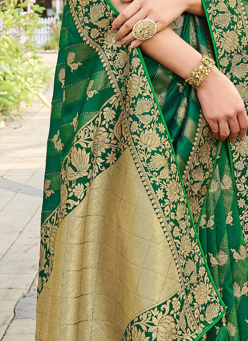 Green Silk Saree With Blouse