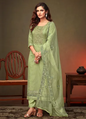 Green  Swaroski Embroidered Indian Pant Suit