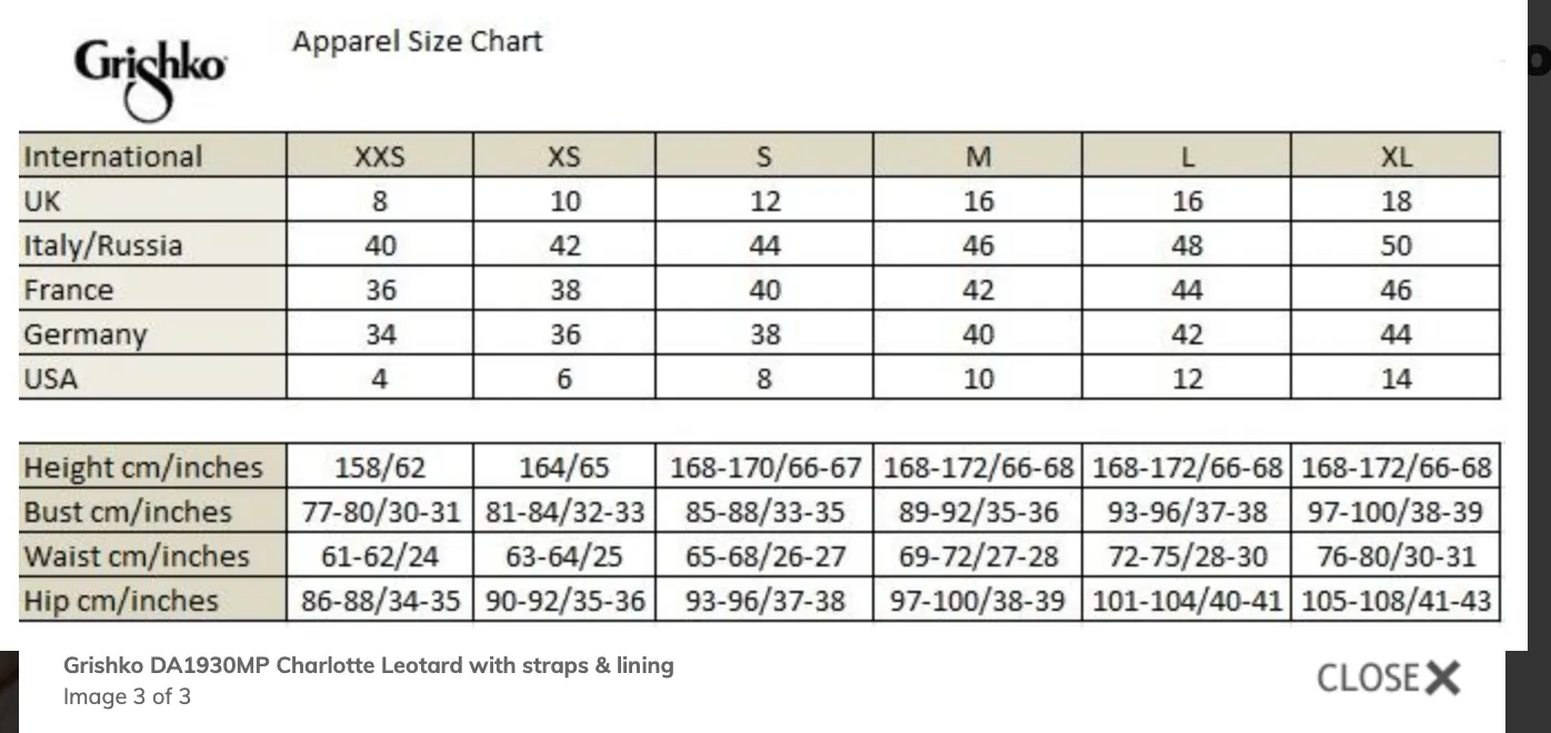 Grishko Charlotte V Front Leotard