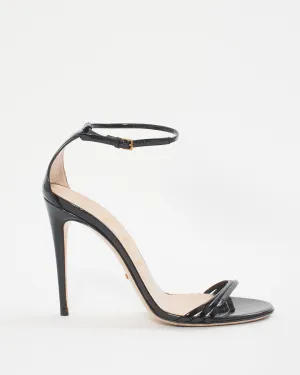 Gucci Black Patent Strappy Sandal Heels - 38
