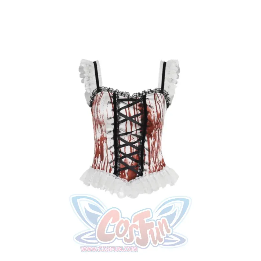 Halloween Bloody Mary Drawstring Halter Lolita Halter Top And Skirt
