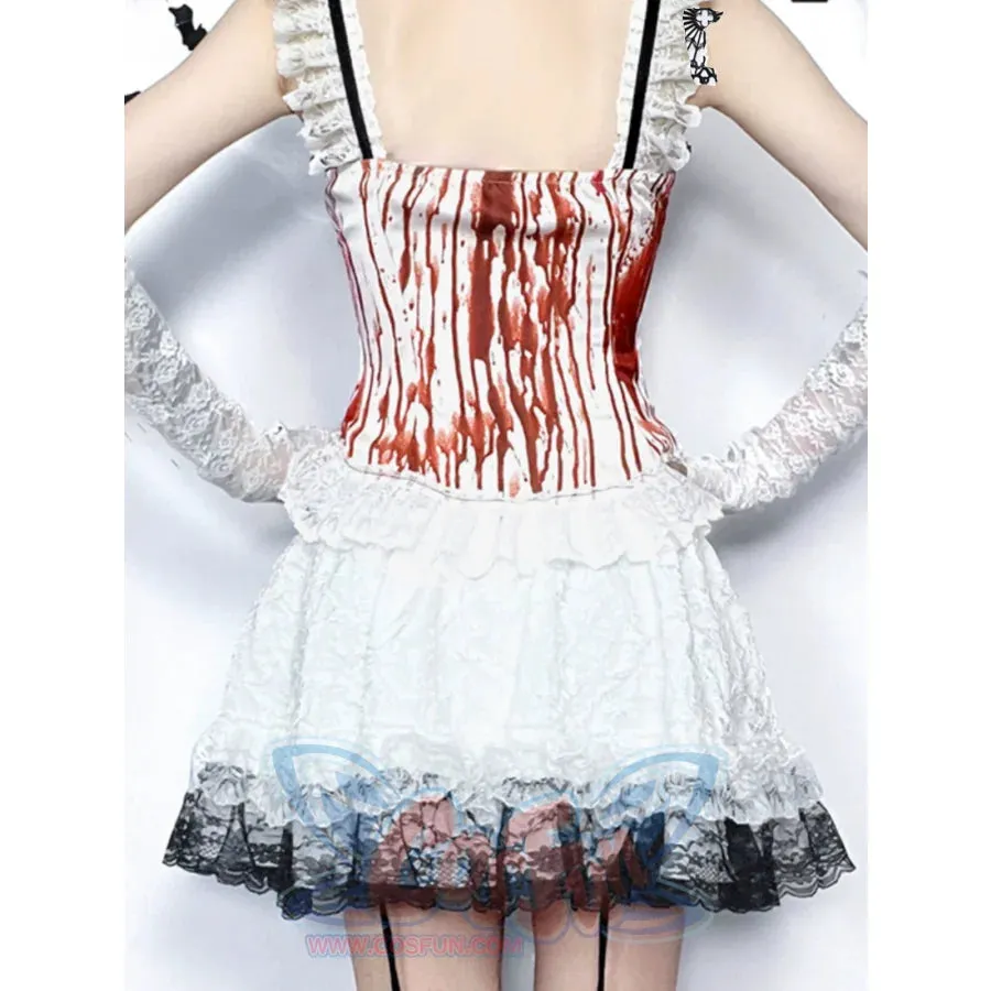 Halloween Bloody Mary Drawstring Halter Lolita Halter Top And Skirt