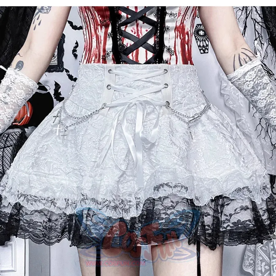 Halloween Bloody Mary Drawstring Halter Lolita Halter Top And Skirt