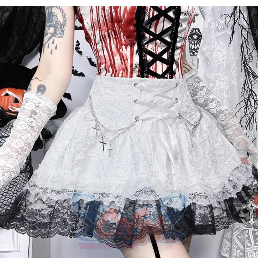 Halloween Bloody Mary Drawstring Halter Lolita Halter Top And Skirt