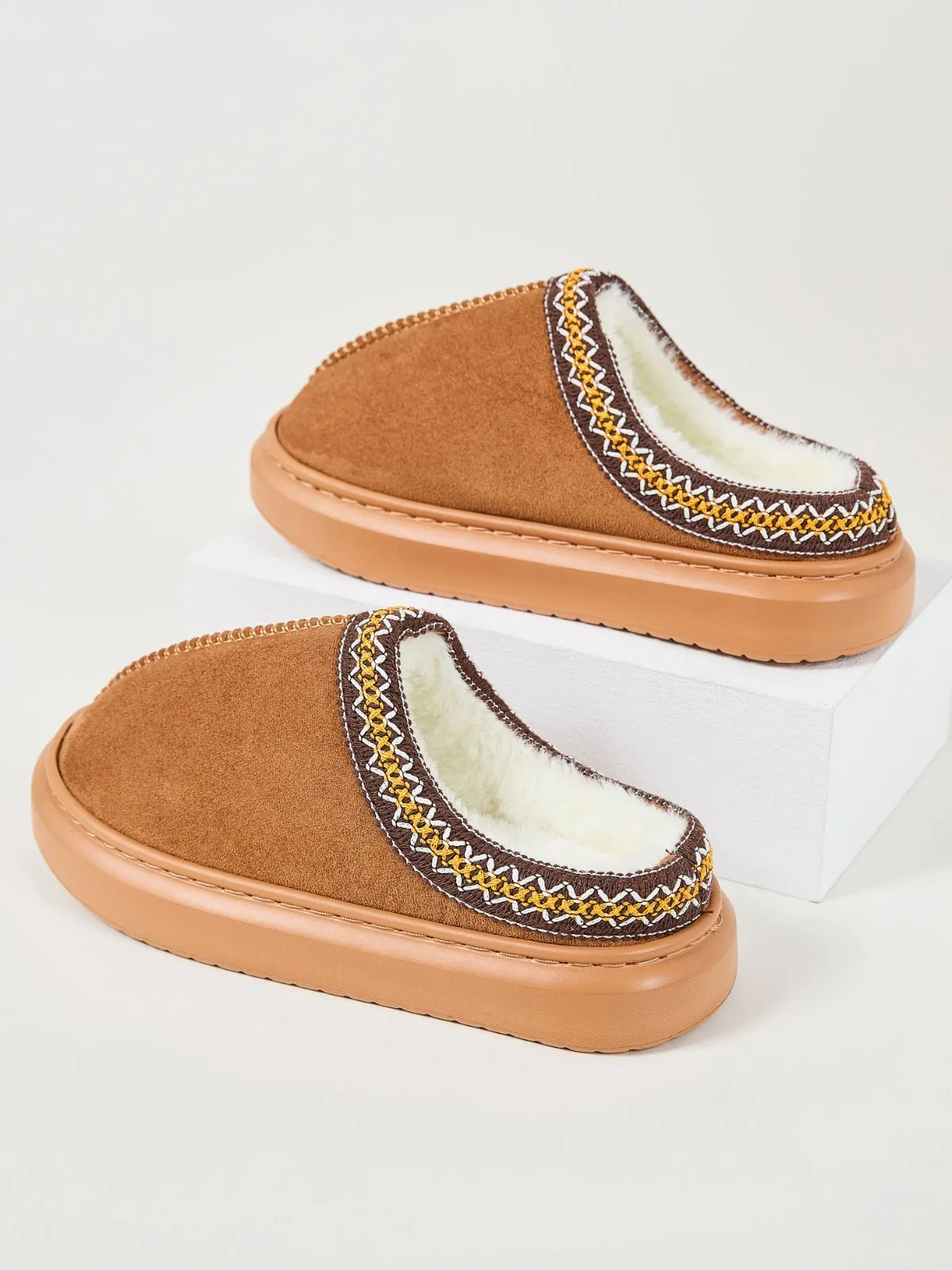 Hazel Blues® |  Faux Fur Suede Platform Slippers