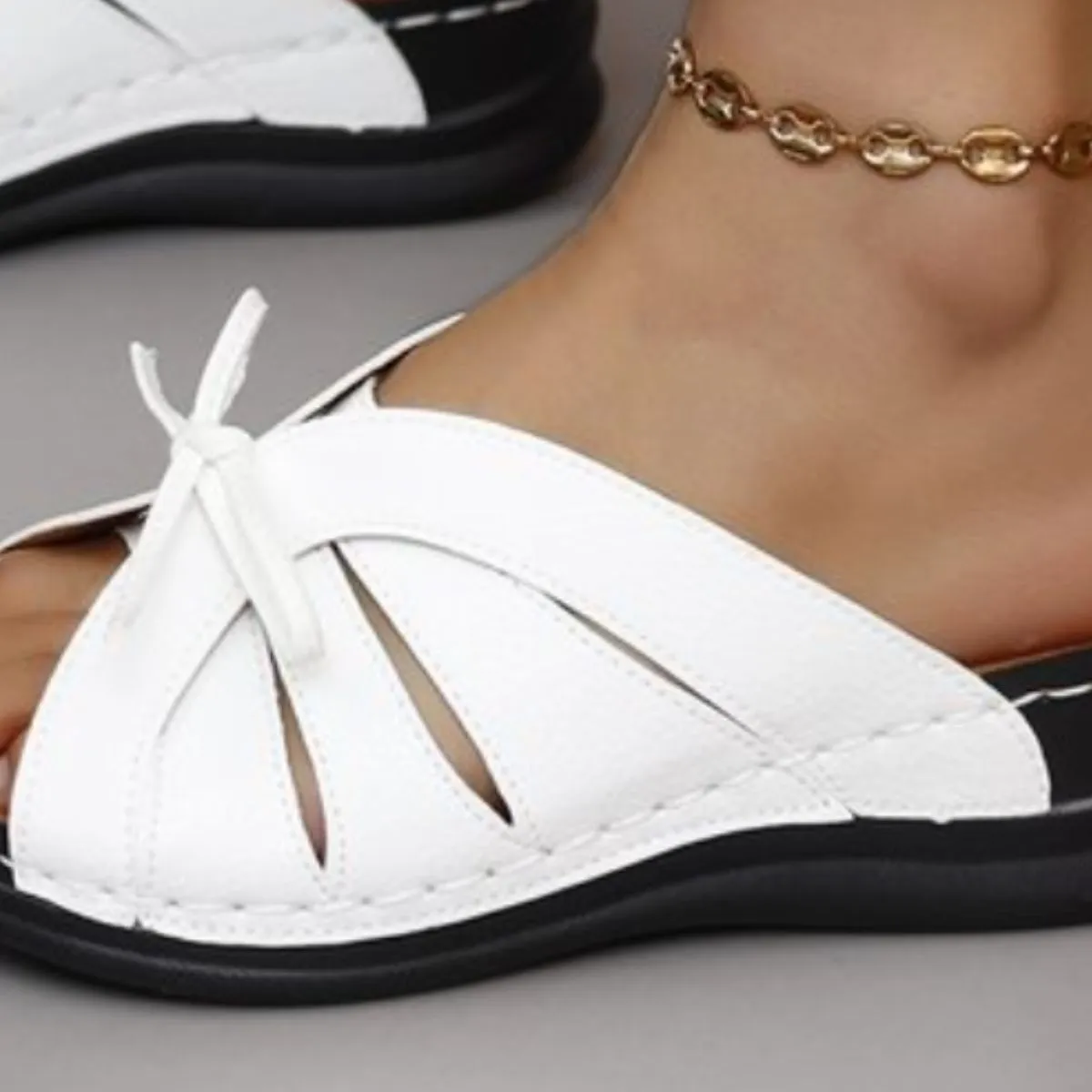 Hazel Blues® |  Tied Open Toe Low Heel Sandals