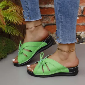 Hazel Blues® |  Tied Open Toe Low Heel Sandals