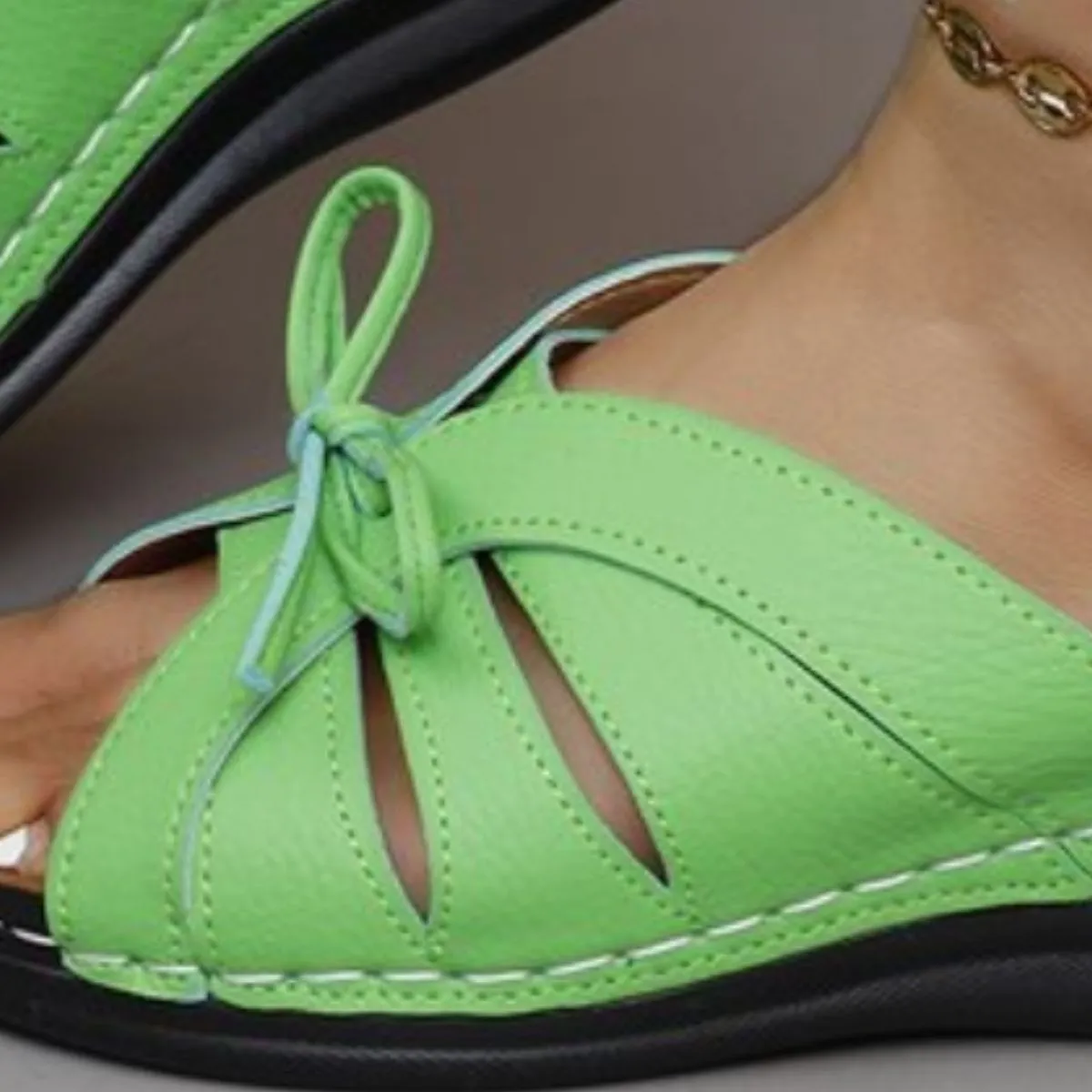 Hazel Blues® |  Tied Open Toe Low Heel Sandals
