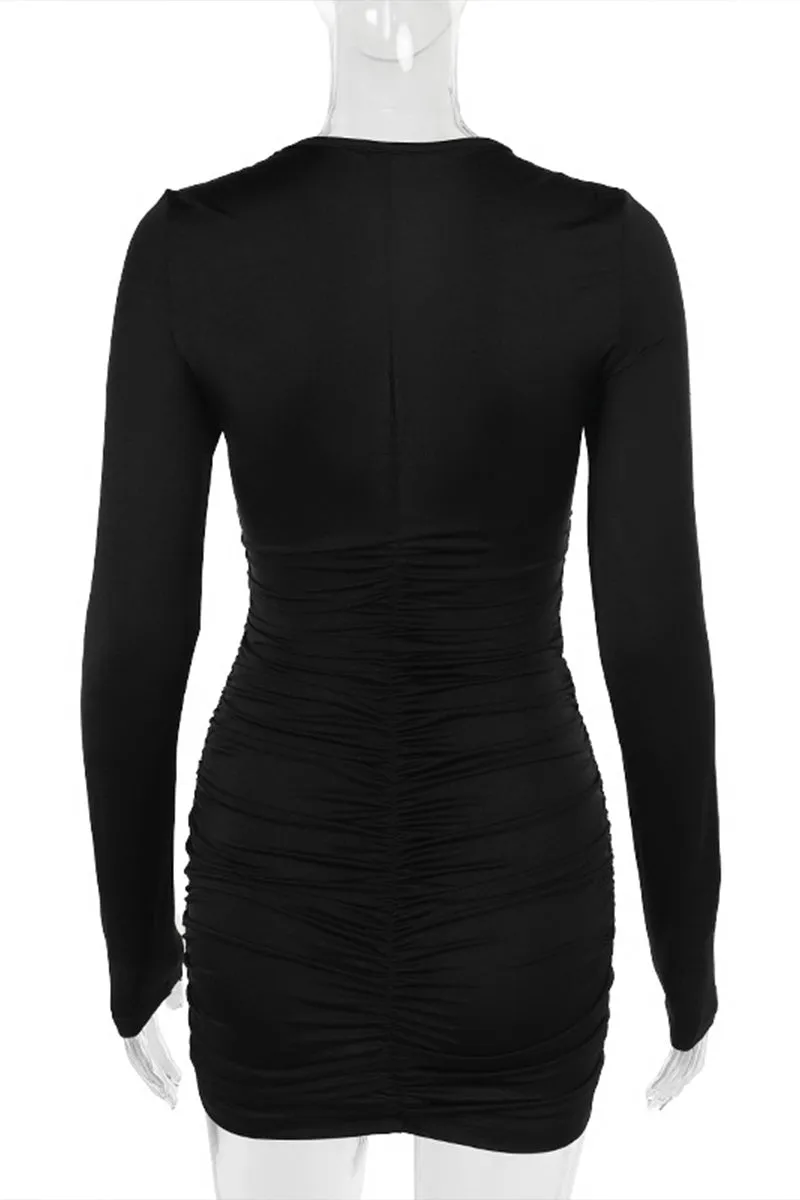 HBS1366 Glam Burgundy Cut-Out Bodycon Dress