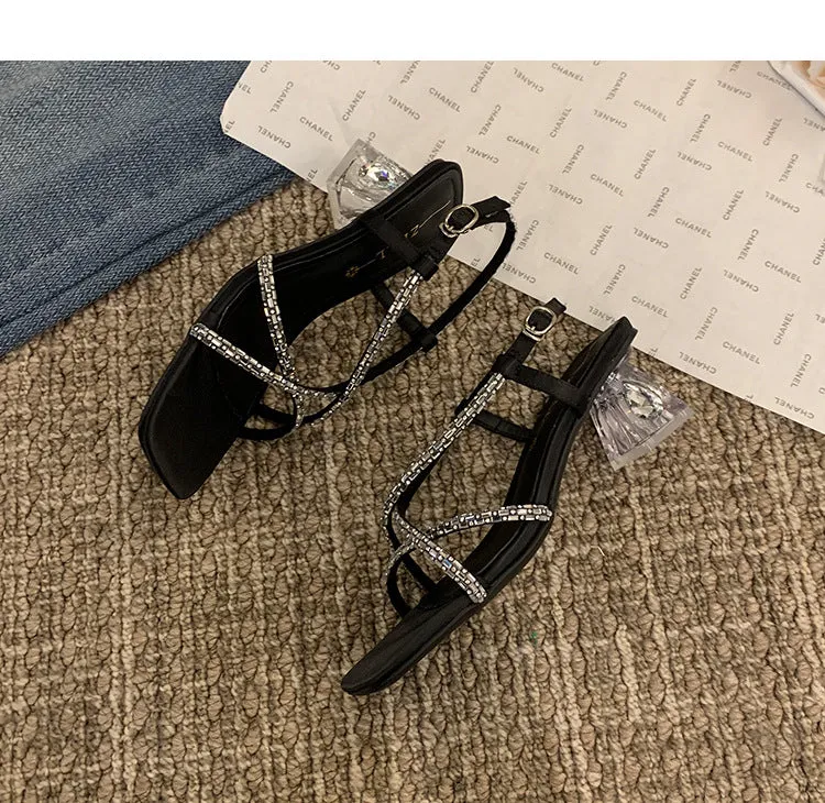 High Heel Transparent Women's Sandals Silver Crystal Women's Shoes